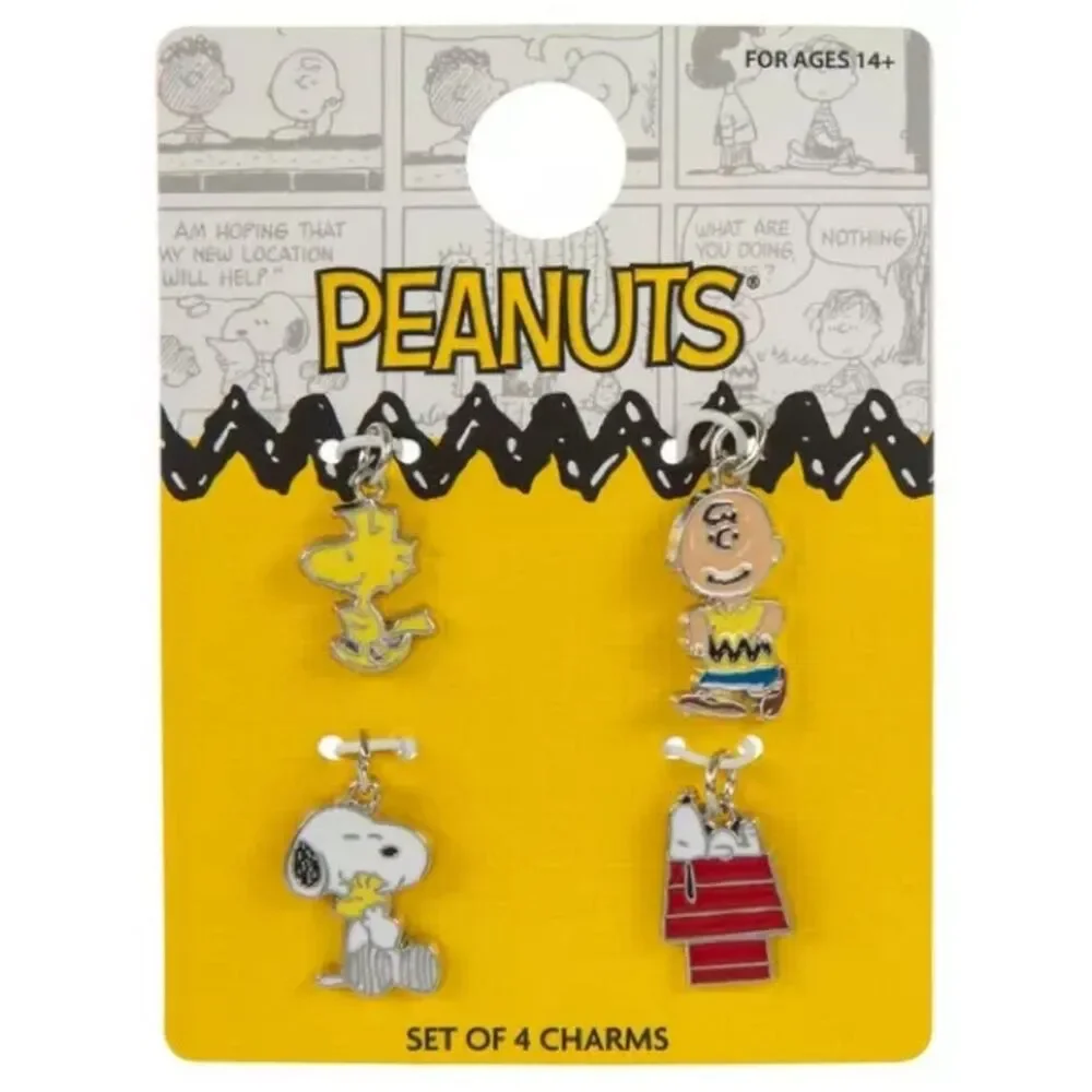 New 4 Peanuts Kids Yellow Multi-Character Charm Set - 4 Pack